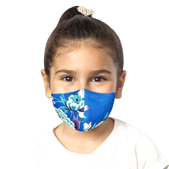 Kids Floral Mask - Blue - Maskela