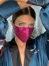 Load image into Gallery viewer, Sequin Mask - Matte Fuchsia - Maskela