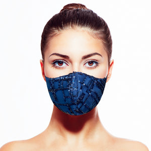 Sequin Mask - Abstract Navy - Maskela