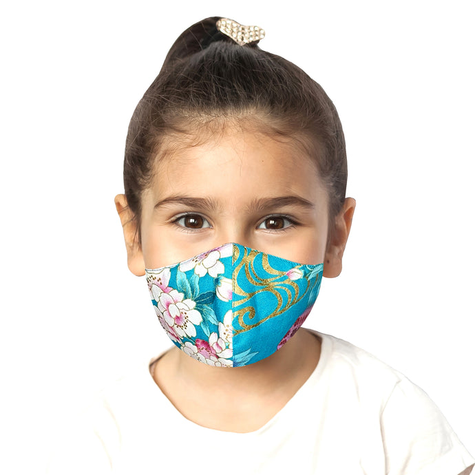 Kids Floral Mask - Turquoise - Maskela