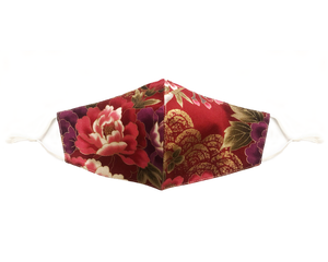 Floral Mask -Burgundy/Gold - Maskela