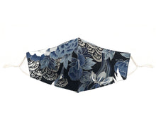 Load image into Gallery viewer, Floral Mask - Navy/silver - Maskela
