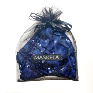 Sequin Mask - Abstract Navy - Maskela