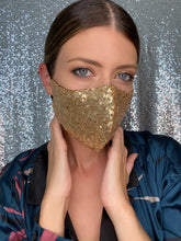 Load image into Gallery viewer, Sequin Mask - Shiny Gold - Maskela
