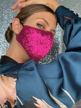 Load image into Gallery viewer, Sequin Mask - Matte Fuchsia - Maskela
