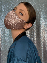 Load image into Gallery viewer, Sequin Mask - Shiny Rose Gold - Maskela
