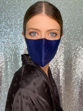 Load image into Gallery viewer, Silk Mask w/Crystal - Navy - Maskela
