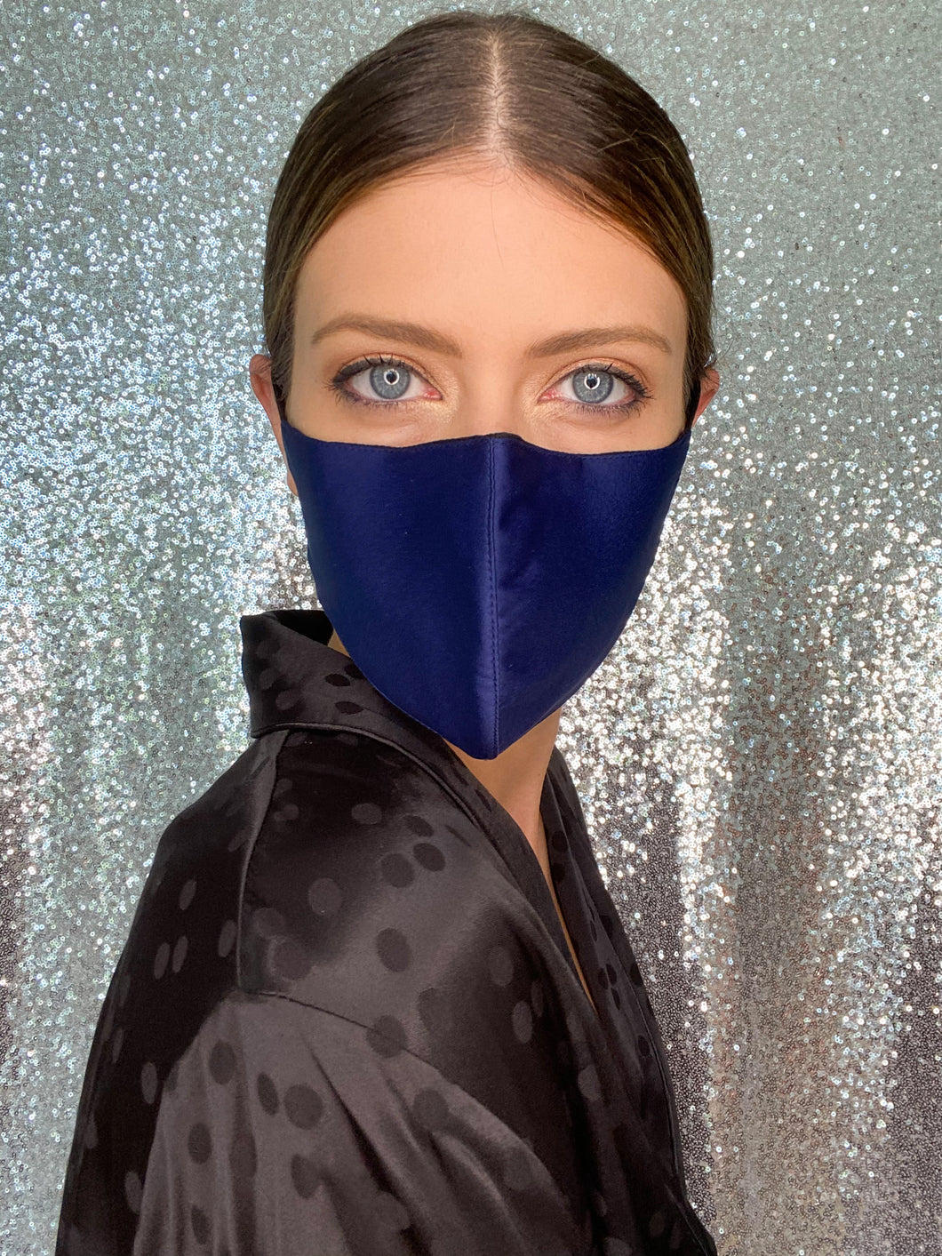 Silk Mask w/Crystal - Navy - Maskela