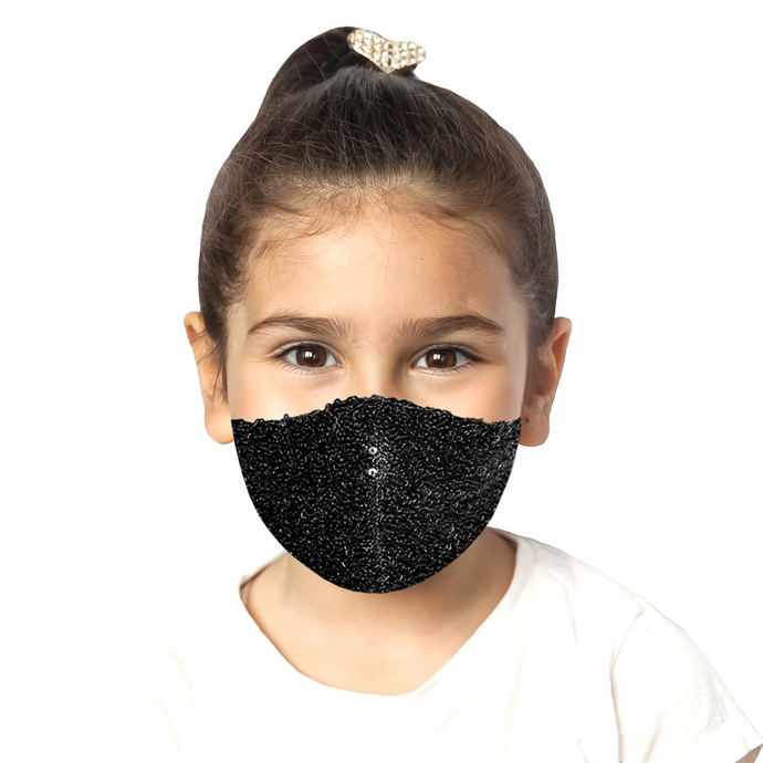 Kids Sequin Mask - Shiny Black - Maskela