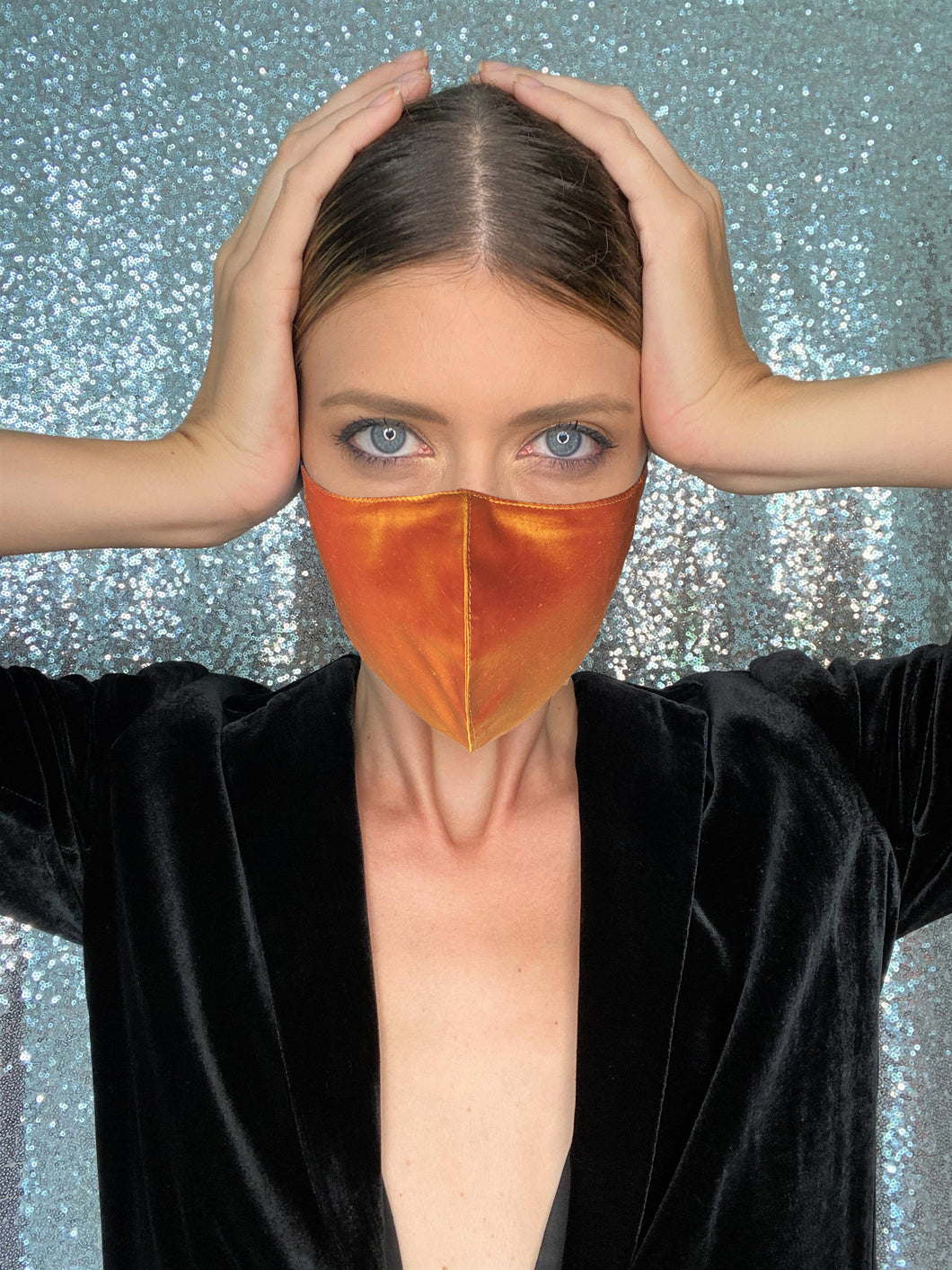 Iridescent Silk Mask - Tangerine - Maskela