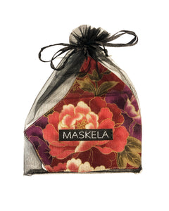 Floral Mask -Burgundy/Gold - Maskela