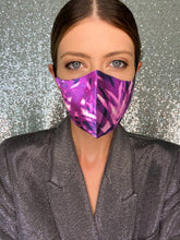 Load image into Gallery viewer, Tropical Sunset Silk Mask - Purple - Maskela
